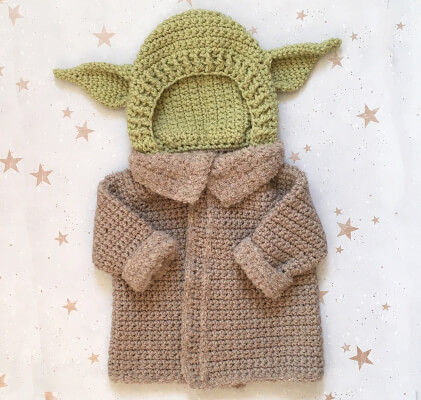 Little Master Hooded Jacket The Green Alien Crochet Pattern by HandmadeInDoncaster