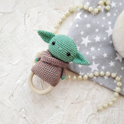 Rattle Toy Baby Yoda Amigurumi Crochet Pattern by iMoccs