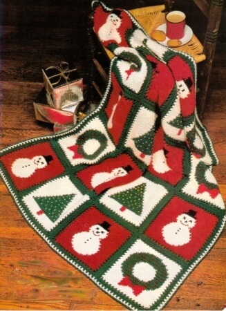 Snowman - Christmas - Wreath Tree Afghan Crochet Pattern by GreatPatterns