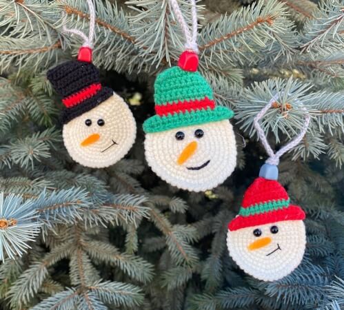Handmade Crochet Snowman Ornament