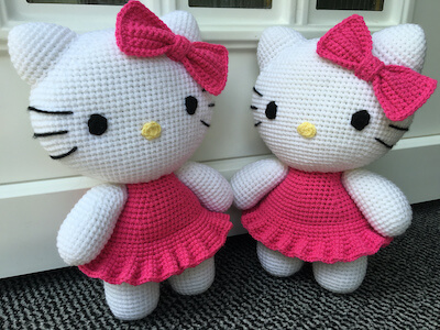 Big Hello Kitty Amigurumi Crochet Pattern by Ella D Design