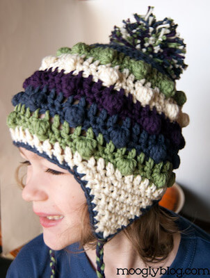 Bobble Poof Crochet Ear Flap Hat Pattern by Moogly