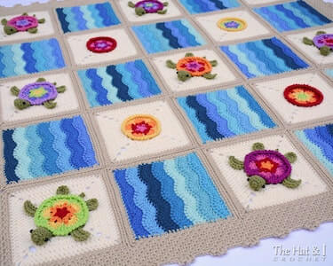 Colorful Sea Turtle Crochet Blanket Pattern by The Hat And I