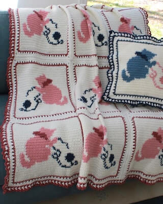 Country Kittens Afghan Crochet Pattern by Maggie's Crochet