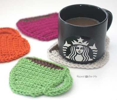 Crochet Coffee Mug Coaster Pattern by Repeat Crafter Me