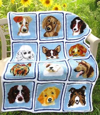 Crochet Cuddly Canines Blanket Pattern by Craft Designs 4 You