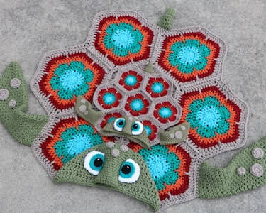 Hooded Crochet Sea Turtle Blanket Pattern by MJs Off The Hook Designs
