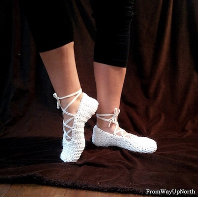  Crochet Ice Dancer Ballet Slipper Pattern by From Way Up North