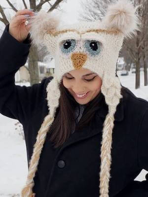 Crochet Owl Ear Flap Hat Pattern by Yarnutopia