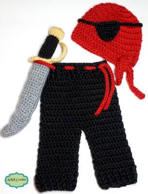 Crochet Pirate Outfit Pattern by AMK Crochet