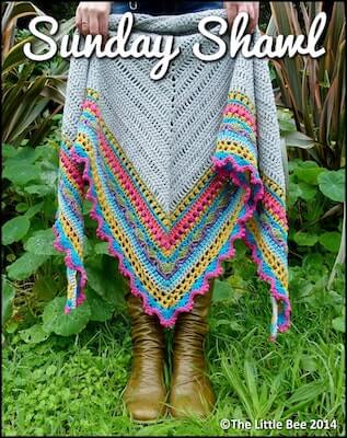 Crochet Sunday Shawl Pattern by The Little Bee NZ