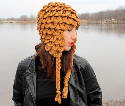 Crocodile Stitch Crochet Earflap Hat Crochet Pattern by Bonita Patterns