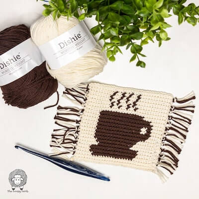 It's Coffee Time Free Crochet Mug Rug Pattern by The Loopy Lamb