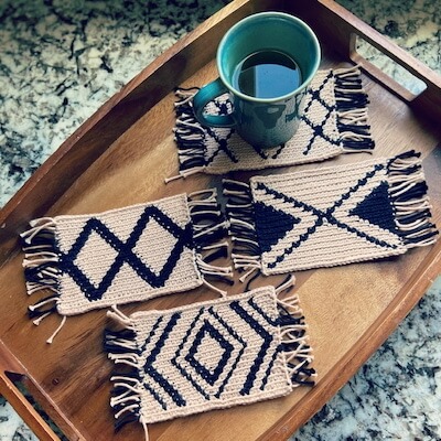 Modern Mug Rugs Crochet Pattern by She Makes Crochet