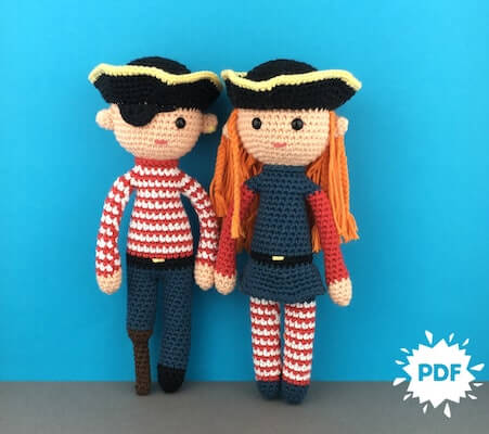 Peg Leg Pete and Polly Pirate Crochet Pattern by Make Me Roar