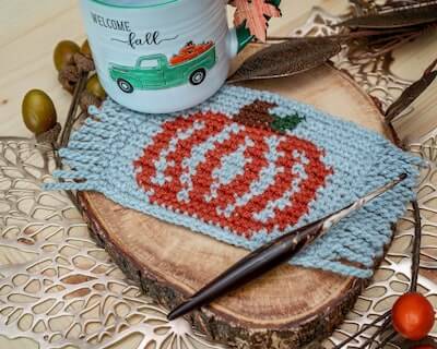 Pumpkin Crochet Mug Rug Coaster Pattern by Briana K Designs