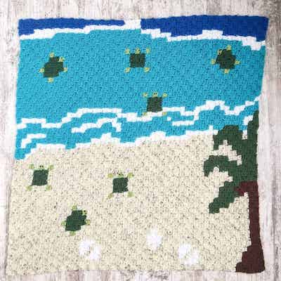  6. Sea Turtle Crochet C2C Blanket Pattern by Nana's Crafty Home
