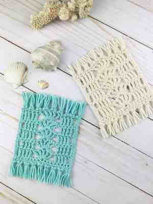 Seaside Mug Rug Crochet Pattern by Desert Blossom Crafts