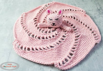 Spiral Kitty Lovey Blanket Crochet Pattern by Nicki's Homemade Crafts