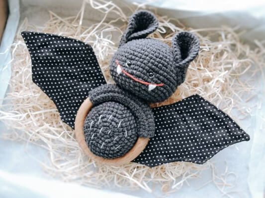 Baby Rattle Bat Crochet Pattern by BoxByFox