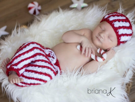 Candy Cane Hat and Pants Newborn to Child Set Crochet Pattern by BrianaKdesigns