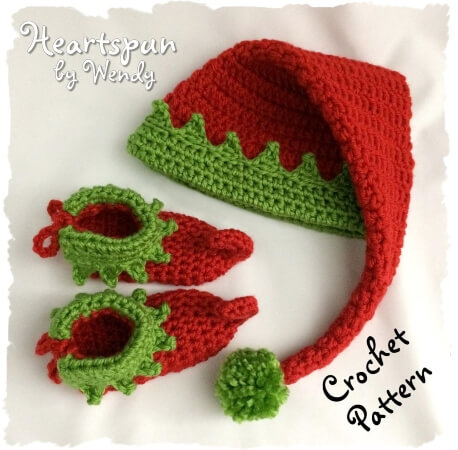 Christmas Elf Baby Hat and Shoe Set by HeartspunByWendy