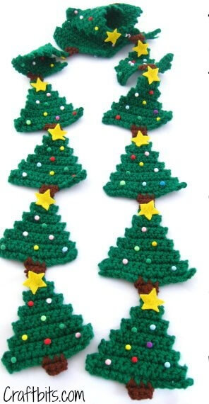 Christmas Tree Crochet Scarf Pattern from CraftBits