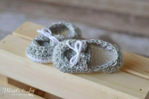Crochet Baby Boat Booties from Whistle & Ivy