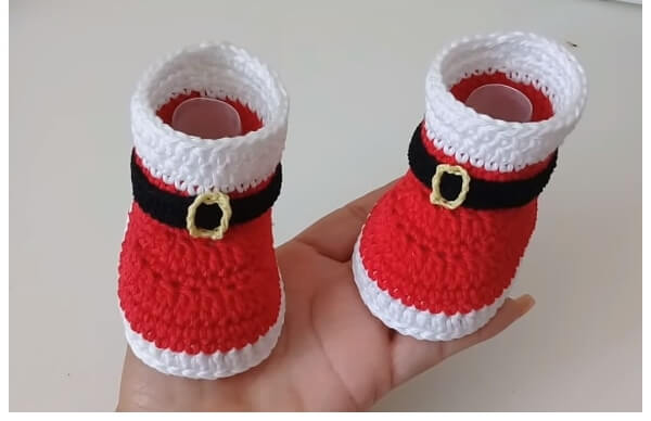 Crochet Baby Santa Boots from Crochet Kingdom