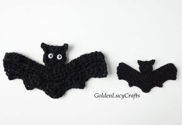 Crochet Halloween Bat Applique Pattern by Golden Lucy Crafts