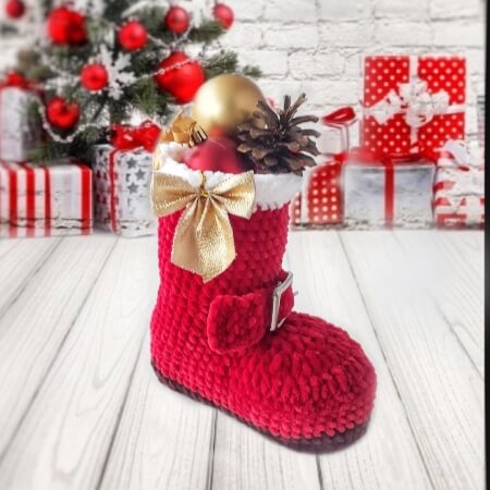 Crochet Santa Boot Basket Pattern by PatternCrochetToys