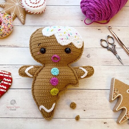 Gingerbread Boy Crochet Pattern by SpinaYarnStudio