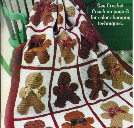 Gingerbread Man Crochet Pattern Throw Pillow by JibbyStore