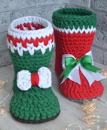 Santa Claus Crochet Christmas Boots Pattern by ValkyriesAccessories