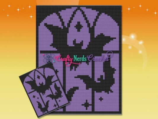Stained glass Halloween Bats Pattern by GraphsBy2CraftyNerds