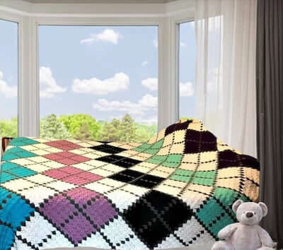 Argyle Queen Size Crochet Blanket Pattern by Crochet Couch