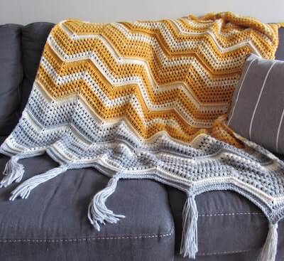 Crochet Chevron Pattern With A Twist Blanket by This Pixie Creates