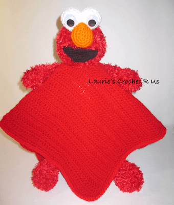 Crochet Elmo Inspired Security Blanket Pattern by Laurie's Crochet R Us