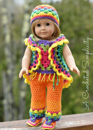 Doll Boho Butterfly Clothes Crochet Pattern by Jennifer Renaud