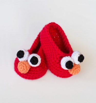 Elmo Inspired Baby Booties Crochet Pattern by Hopeful Honey