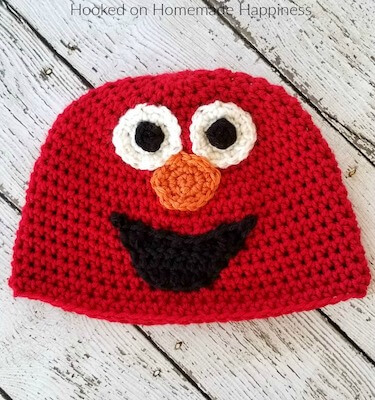 Elmo Beanie Crochet Pattern by Hooked On Homemade Happiness