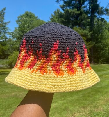 Flame Bucket Hat Crochet Pattern by Punk Crochetier