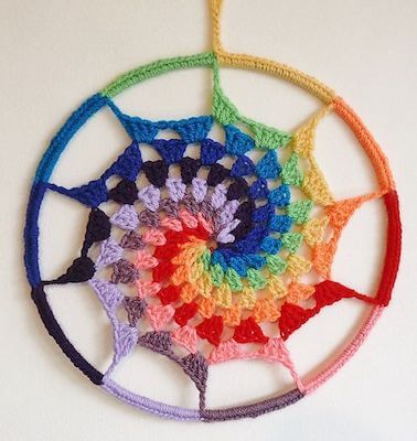 Rainbow Dream Catcher Spiral Crochet Pattern by String Theory Crochet