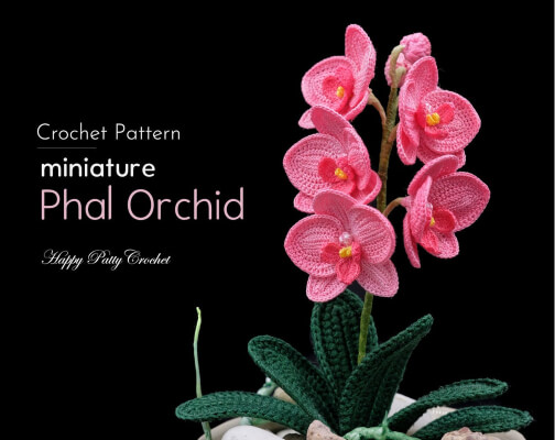 Miniature Phal Orchid Crochet Pattern for Small Moth Orchids by HappyPattyCrochet