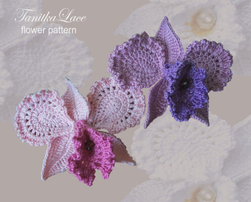 Orchid Cattleya Crochet Flower Pattern by Tanita777