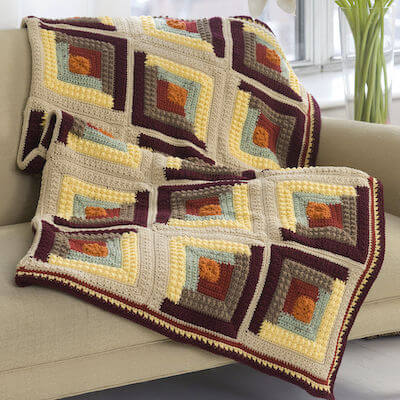 Autumn Log Cabin Throw Crochet Pattern by Red Heart