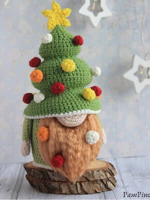 Crochet Christmas Tree Gnome Pattern by Pam Pino Store