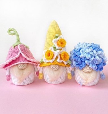 Crochet Spring Flower Gnomes Pattern by Happy Dolls Handmade