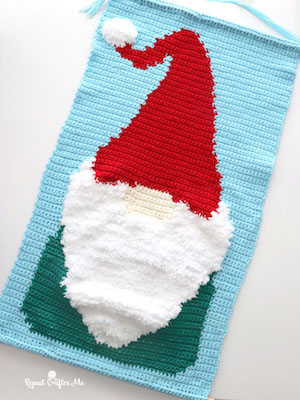 Gnome For The Holidays Crochet Wall Hanging Pattern by Repeat Crafter Me