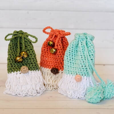  Holiday Gnome Treat Bag Crochet Pattern by Miss Mary MAC Designs